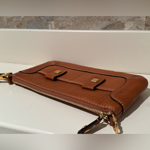 Michael Kors MK Brown Pebbled Leather Wristlet Wallet - Picture 2 of 6